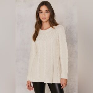 Knit tunic sweater creamy white cable knit flare sweater tunic top size XS